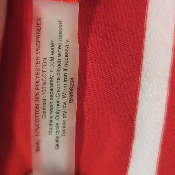 Onque Casual Red & White Striped Blouse Top Shirt, 3/4 sleeves Size Large NWT - Picture 11 of 11